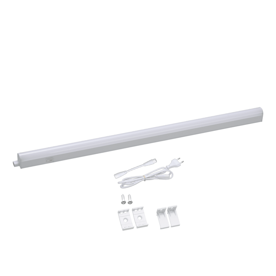 White plastic under-cabinet strip lights, 55 cm, 7W LED, natural light