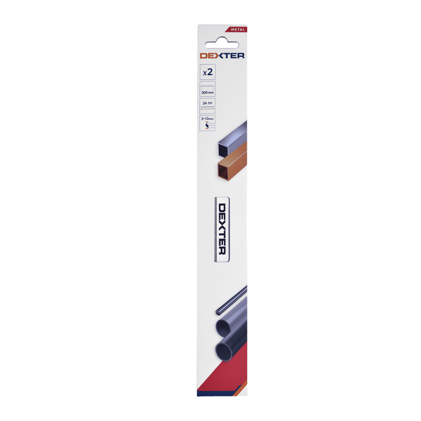 2 Dexter 300 mm replacement blades for a 24 tpi metal-cutting bow saw