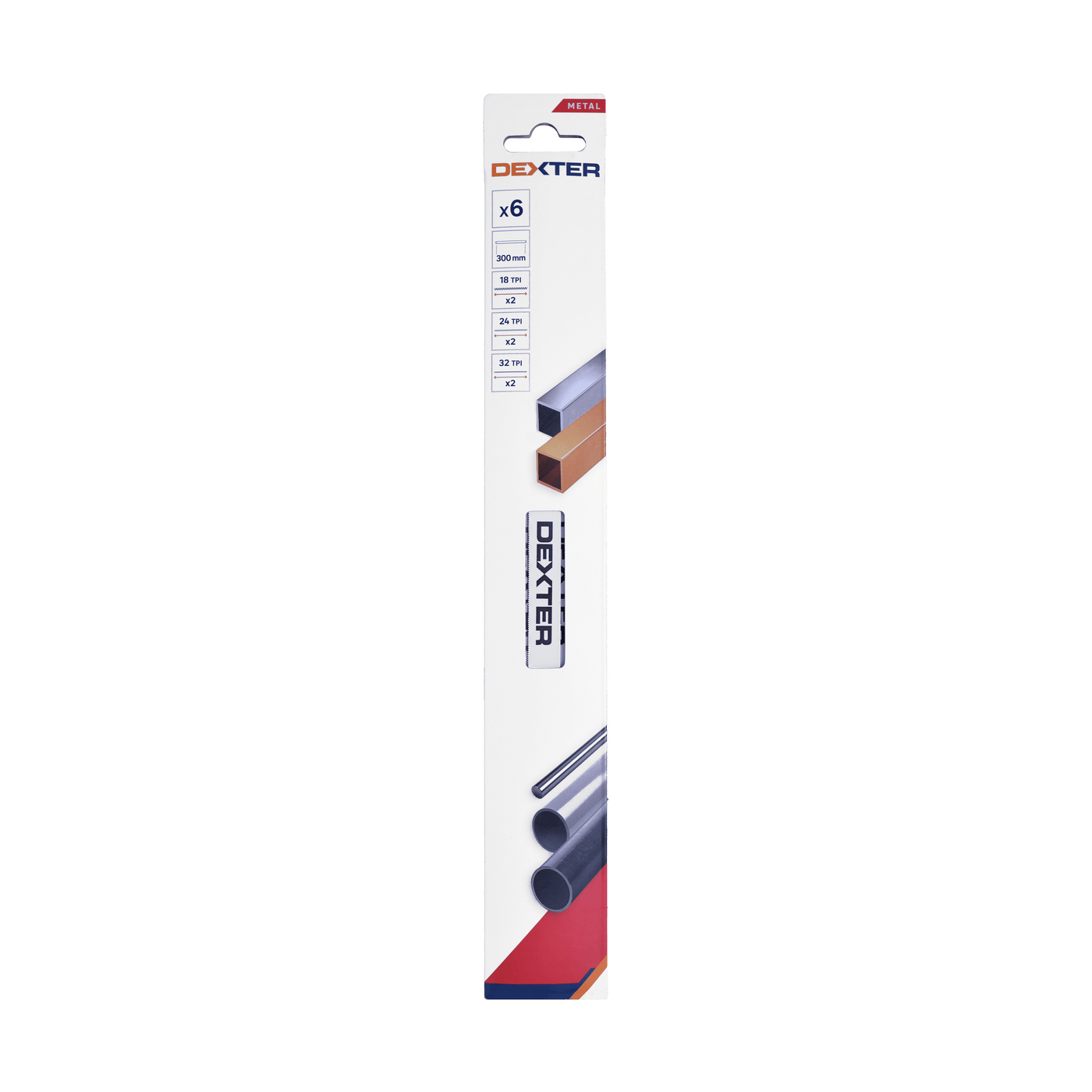 6 Dexter 300 mm replacement blades for metal-cutting saw frames, 18/24/32 tpi