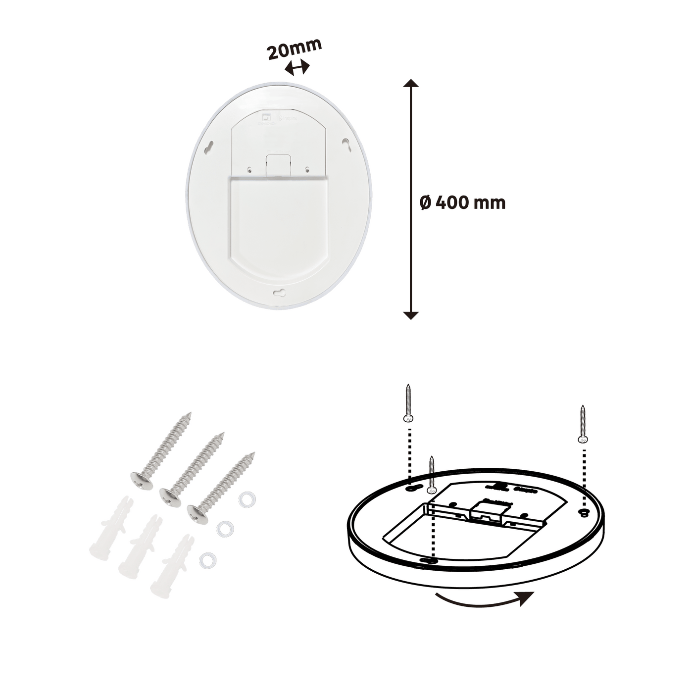 Sanoa white aluminium ceiling light, 40 x 2 cm, 28 W LED, dimmable colour temperature, IP44