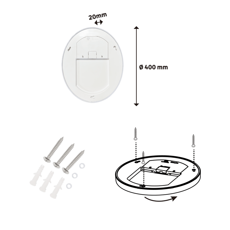 Sanoa white aluminium ceiling light, 40 x 2 cm, 28 W LED, dimmable colour temperature, IP44