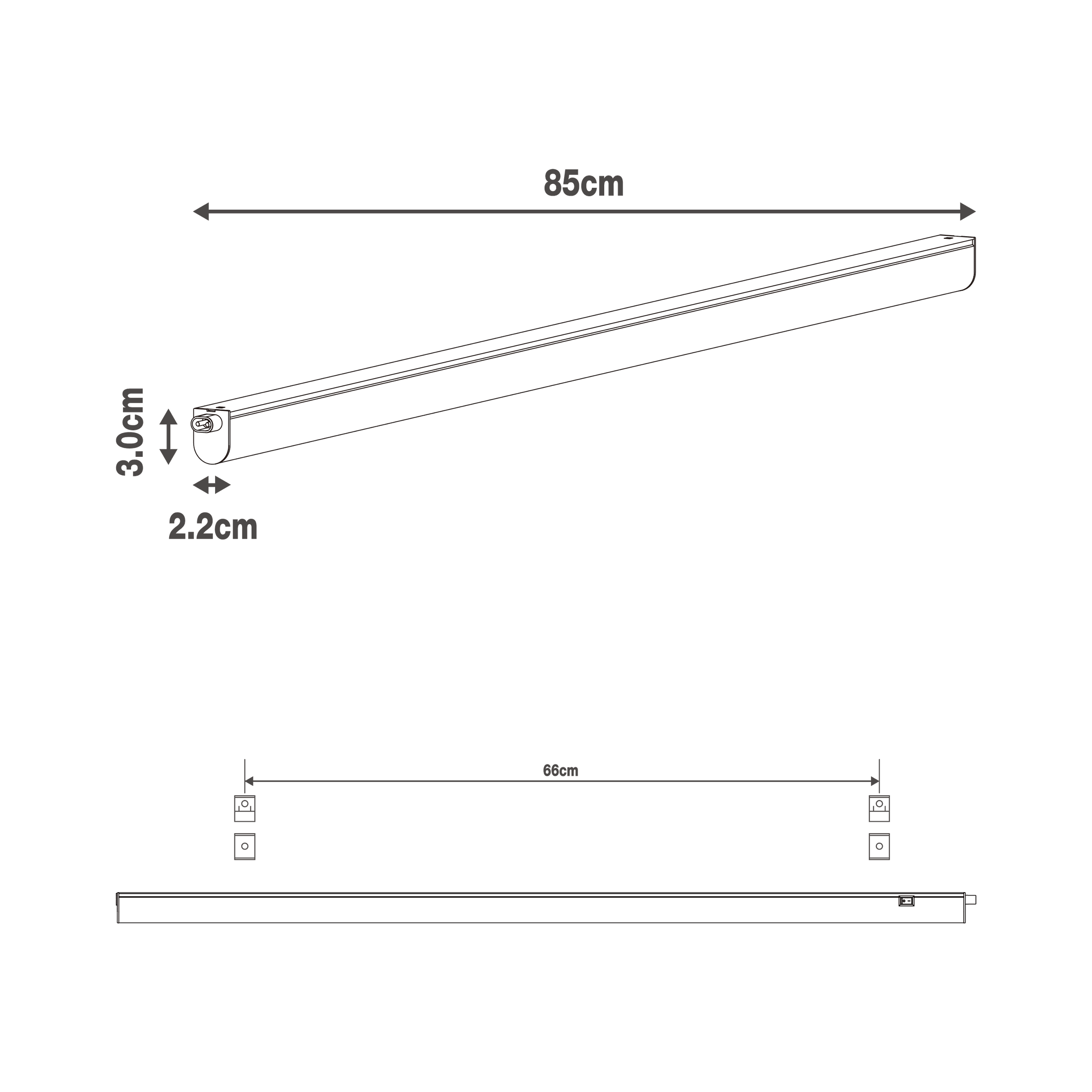 Moss under-cabinet light strip, white plastic, 85 cm, LED 10W, natural light