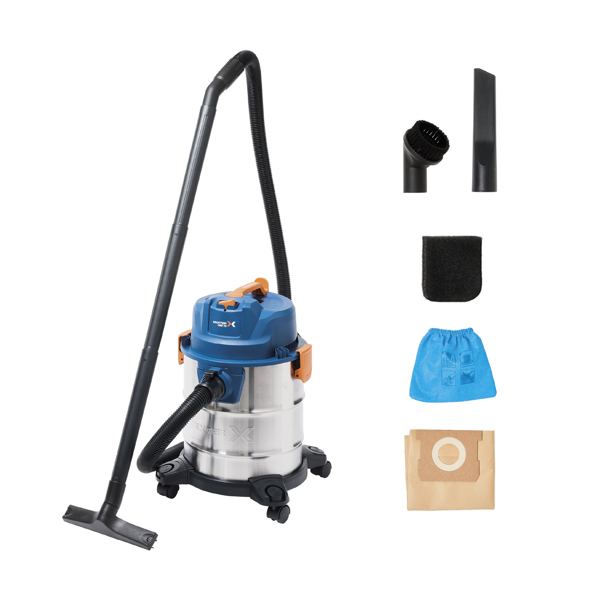 Dexter 20-litre all-purpose vacuum cleaner, 1330W, with stainless steel tank