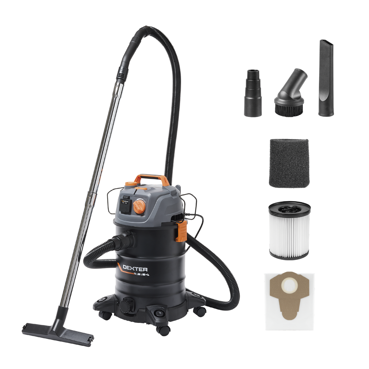 Dexter Pro 25-litre 1,400-watt all-purpose vacuum cleaner with steel tank