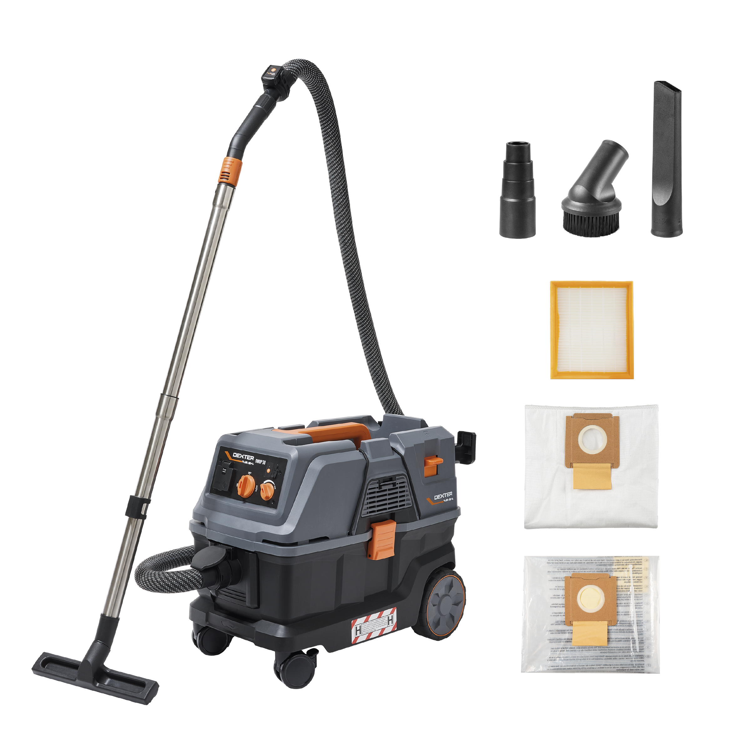 Bidone aspiratutto dexter pro 30l 1350w con capacita' per intonaco serbatoio in plastica