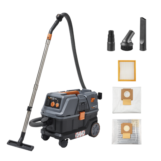 Dexter Pro 30-litre, 1350W all-purpose vacuum cleaner with a plastic tank capable of holding plaster