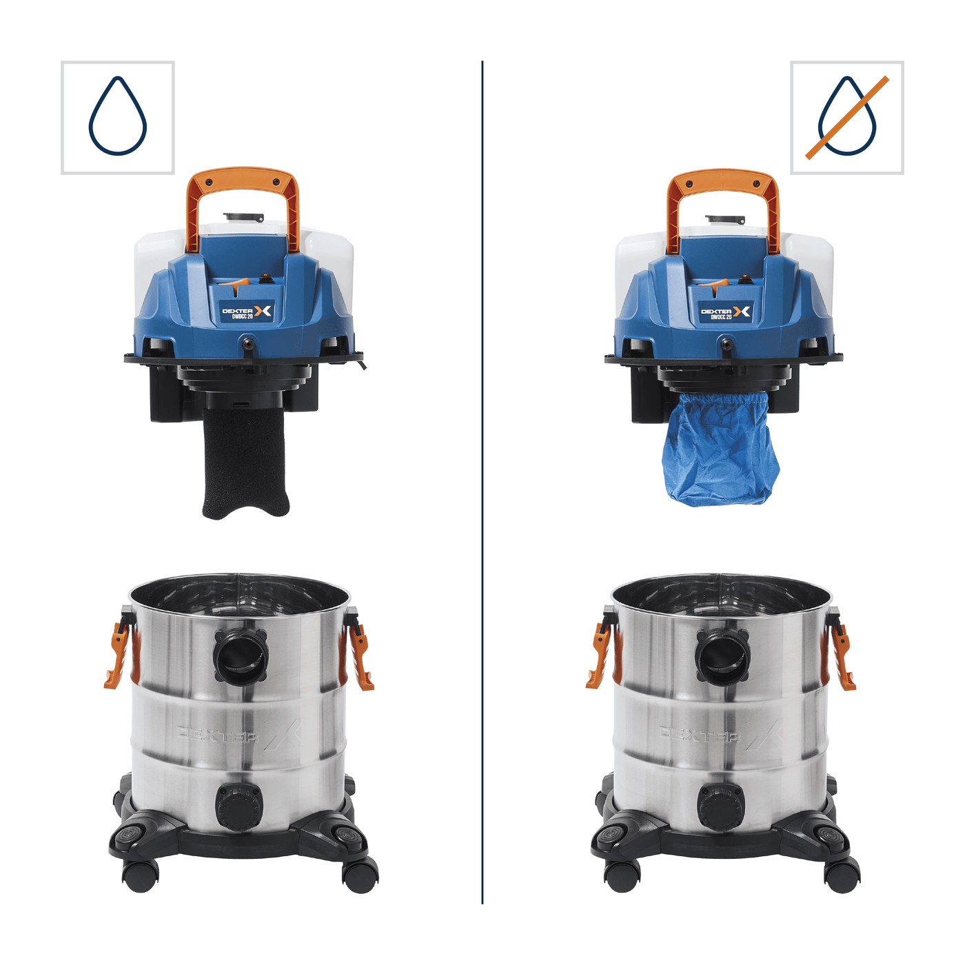 Dexter 3-in-1 20-litre 1600W all-purpose vacuum cleaner with stainless steel tank