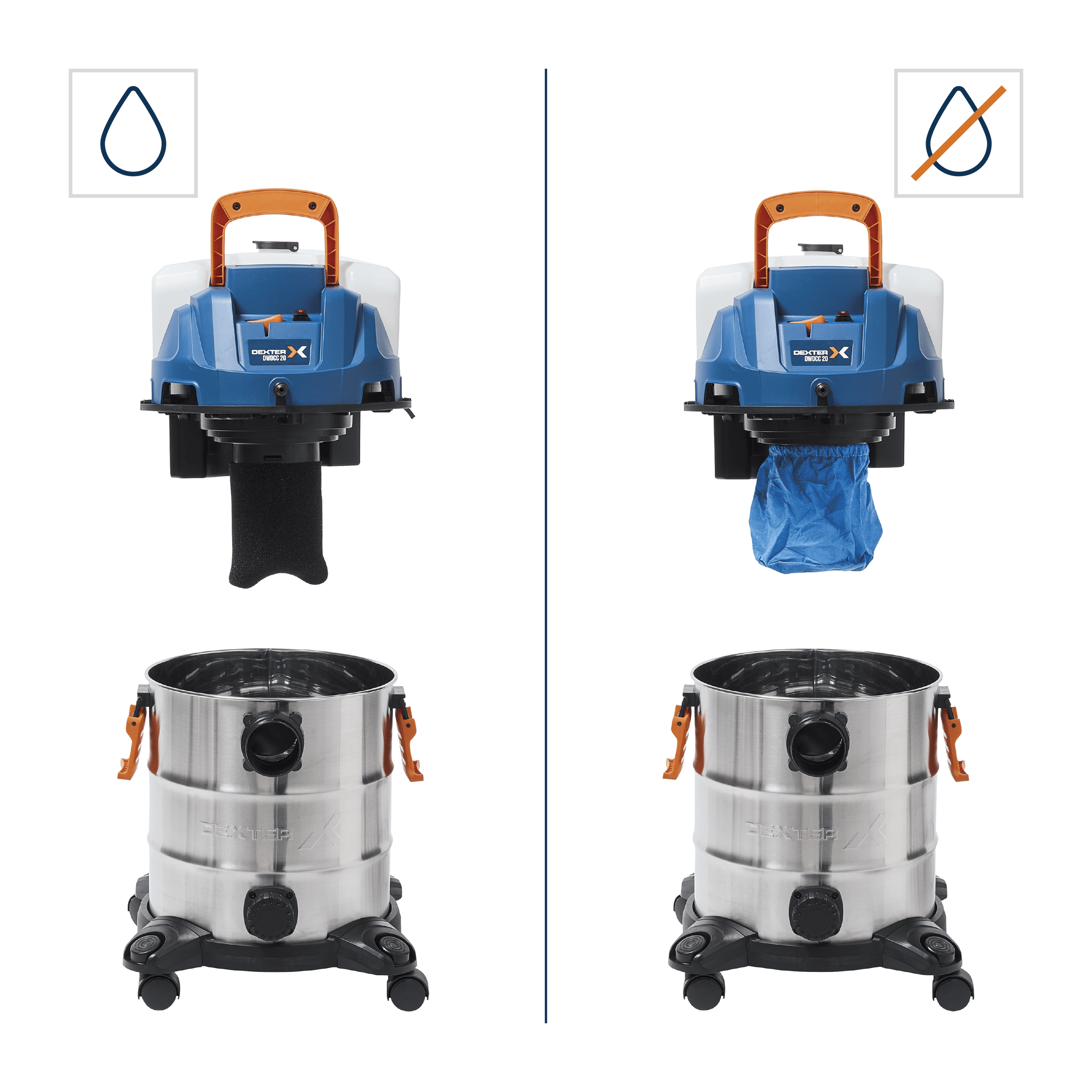 Dexter 3-in-1 20-litre 1600W all-purpose vacuum cleaner with stainless steel tank