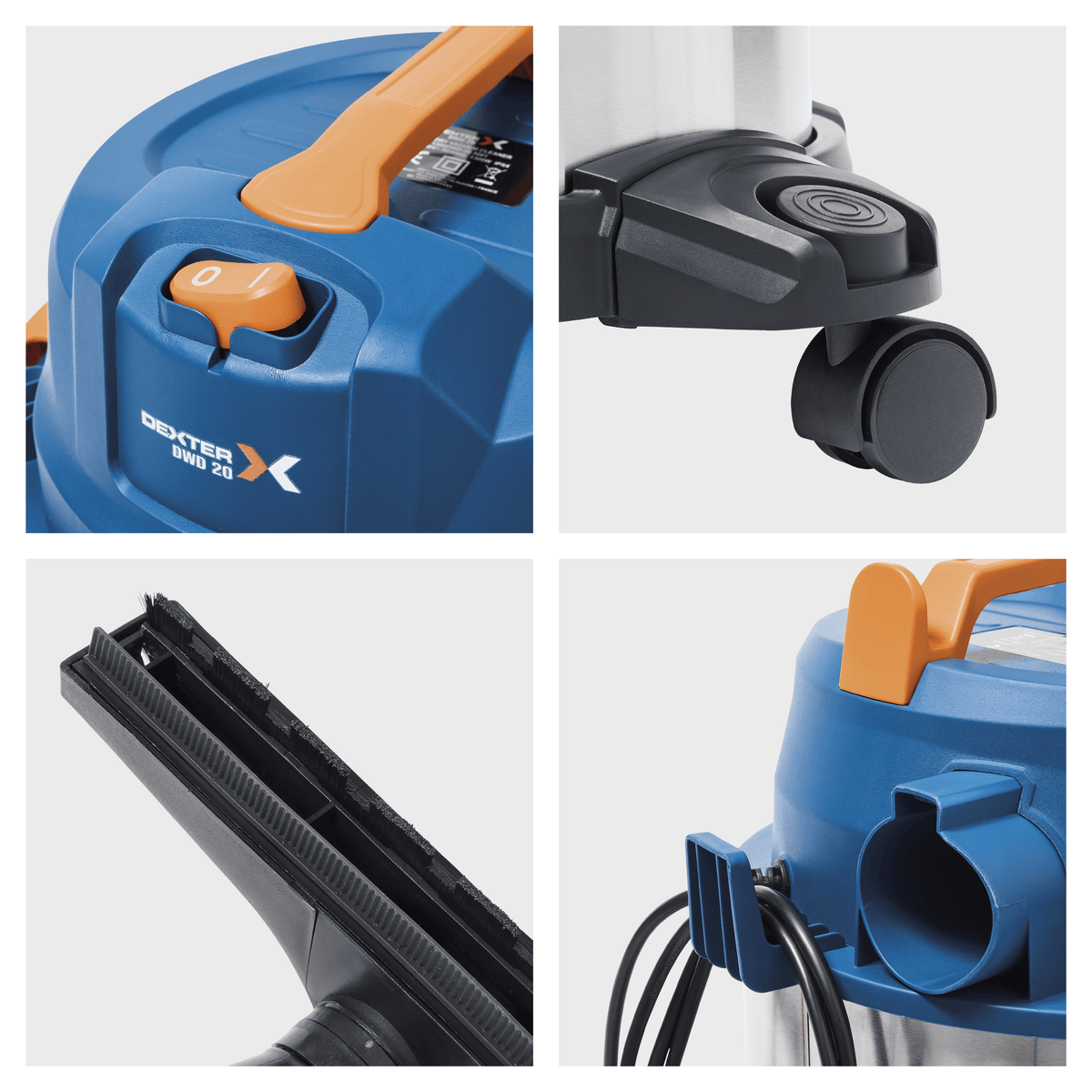 Dexter 20-litre all-purpose vacuum cleaner, 1330W, with stainless steel tank