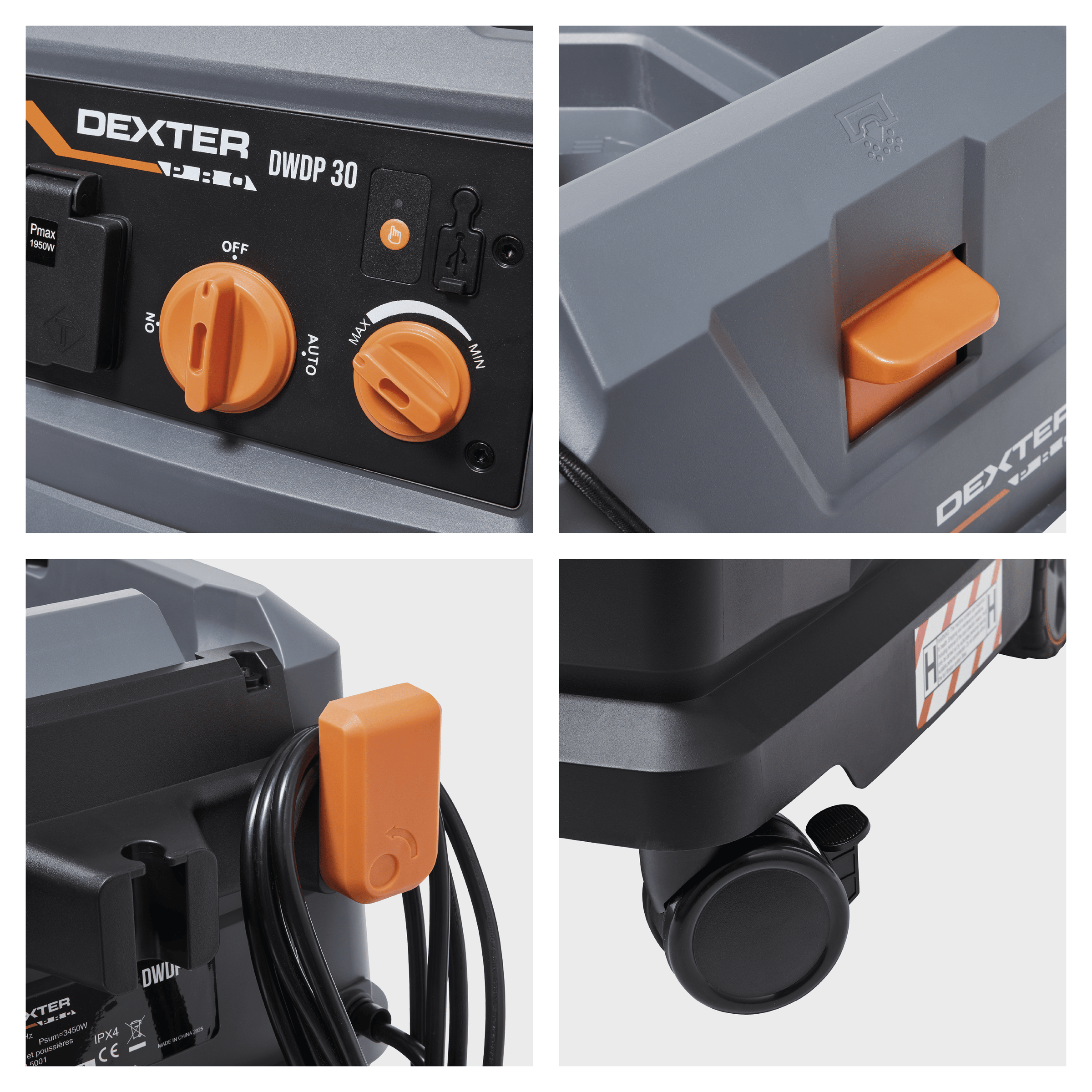 Bidone aspiratutto dexter pro 30l 1350w con capacita' per intonaco serbatoio in plastica