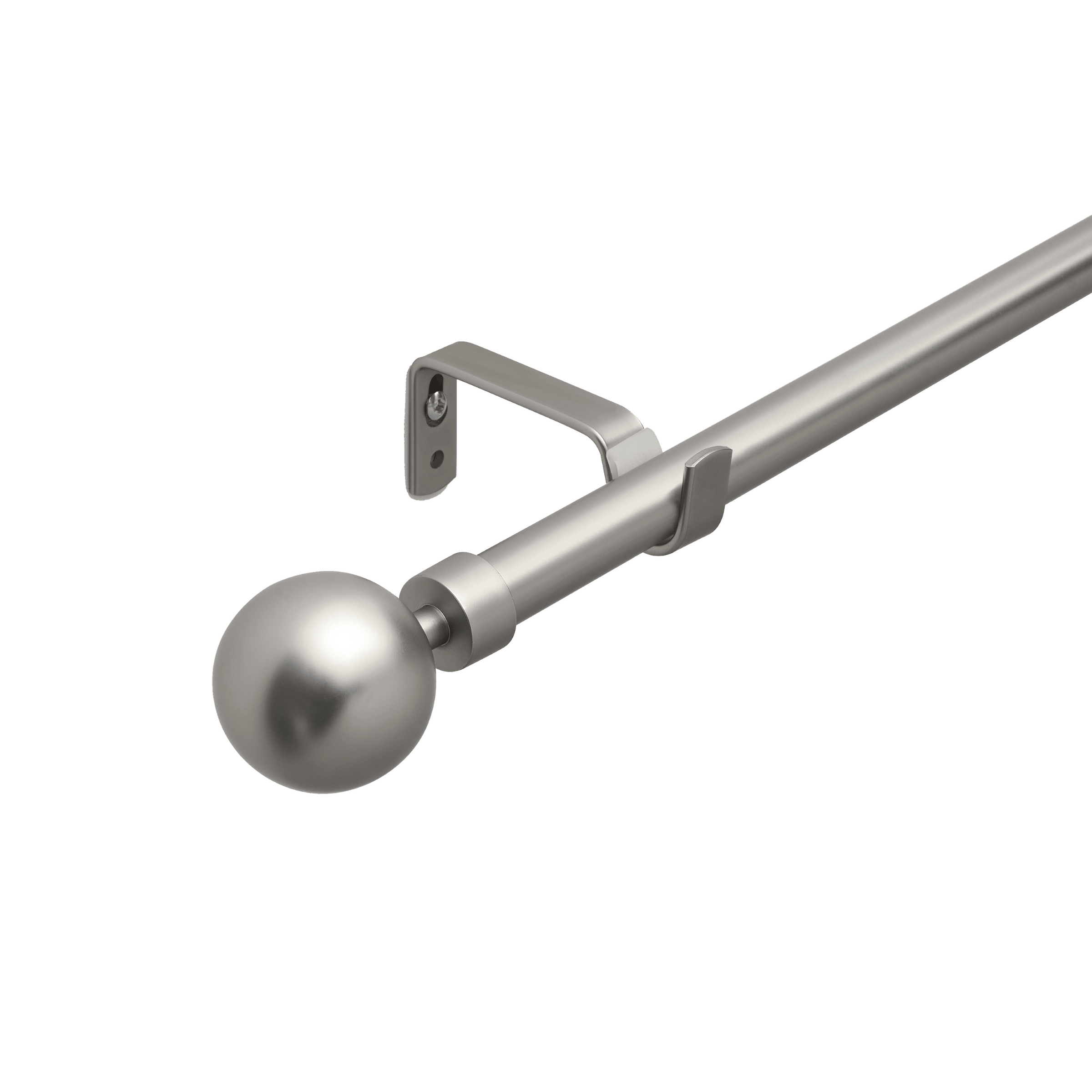Curtain rod kit with ball finial, nickel metal, 200-385 cm