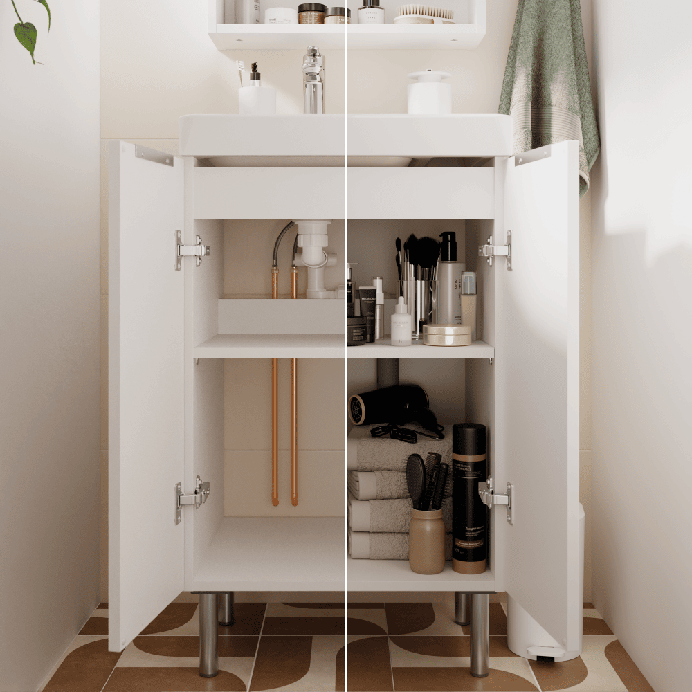 New Easy matt white base unit with 2 doors, L50 W40 H70 cm