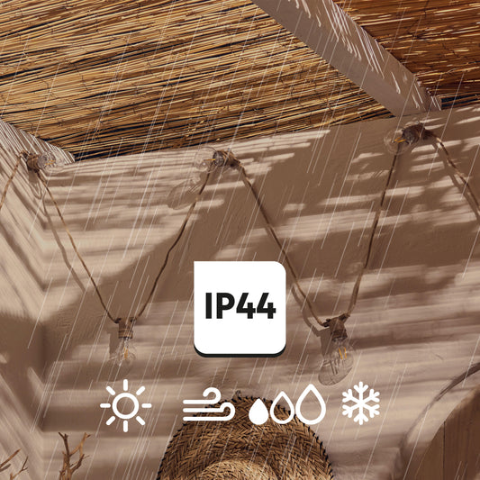 Minta string lights, 5 m natural rope, 10 x 44 lm warm light, IP54, with remote control