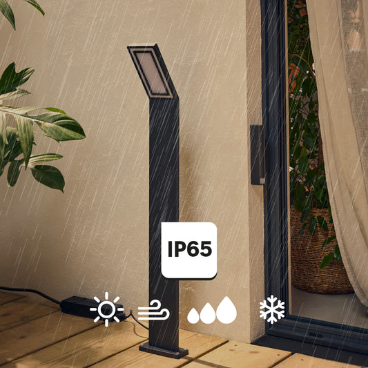 Black aluminium recessed wall light, h80 cm, CCT, dimmable, IP65