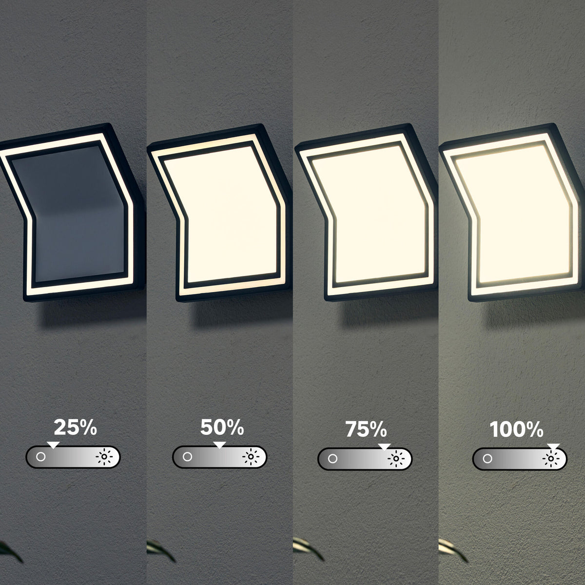 Applique rilievo alluminio nero led cct dimmerabile ip65