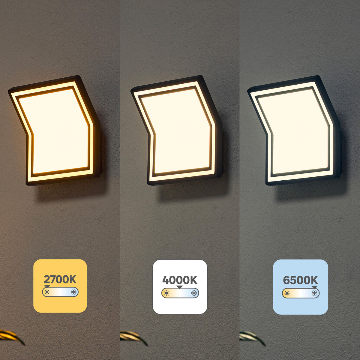 Applique rilievo alluminio nero led cct dimmerabile ip65