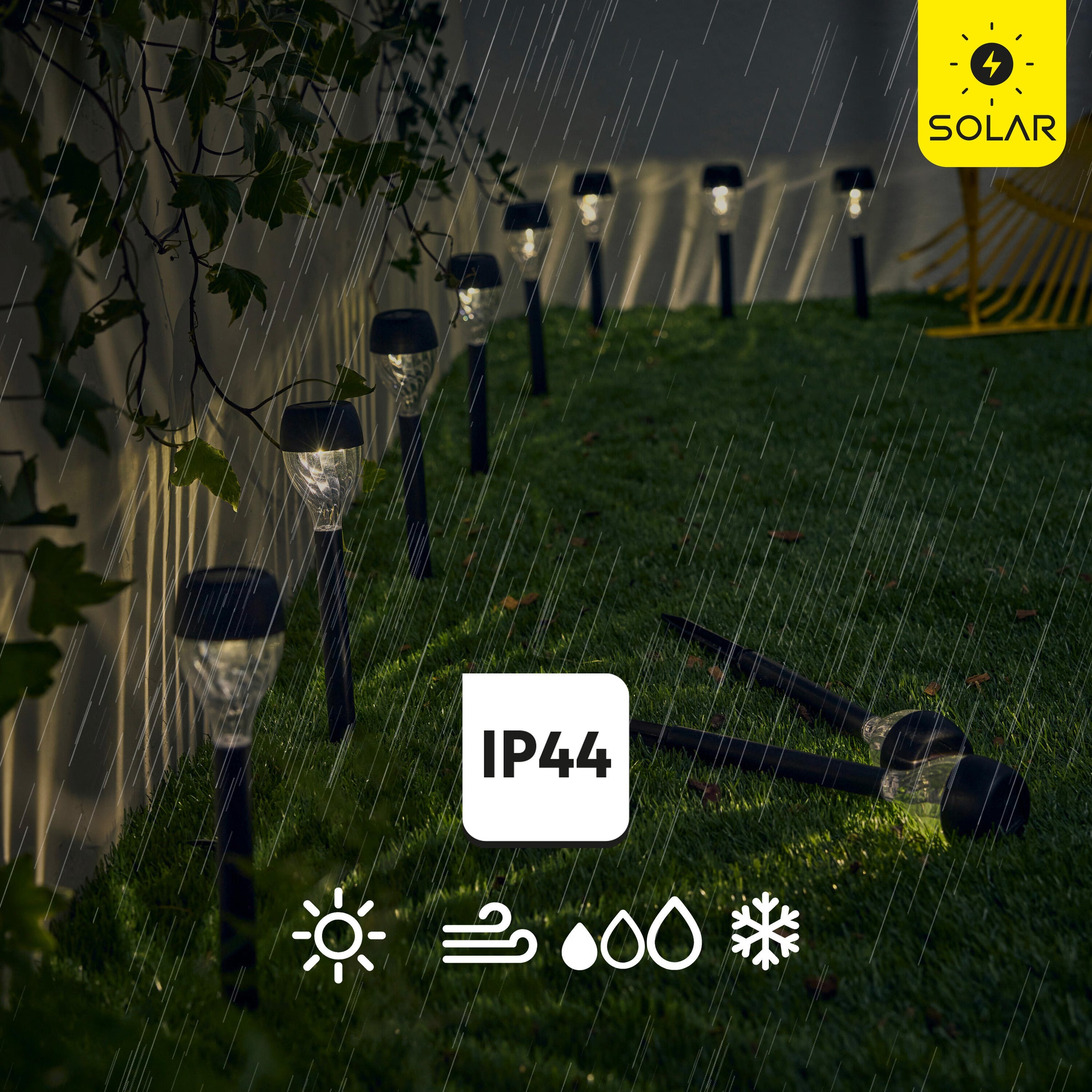 10 Aureline solar stake lights, 1.2 lm natural light, IP44