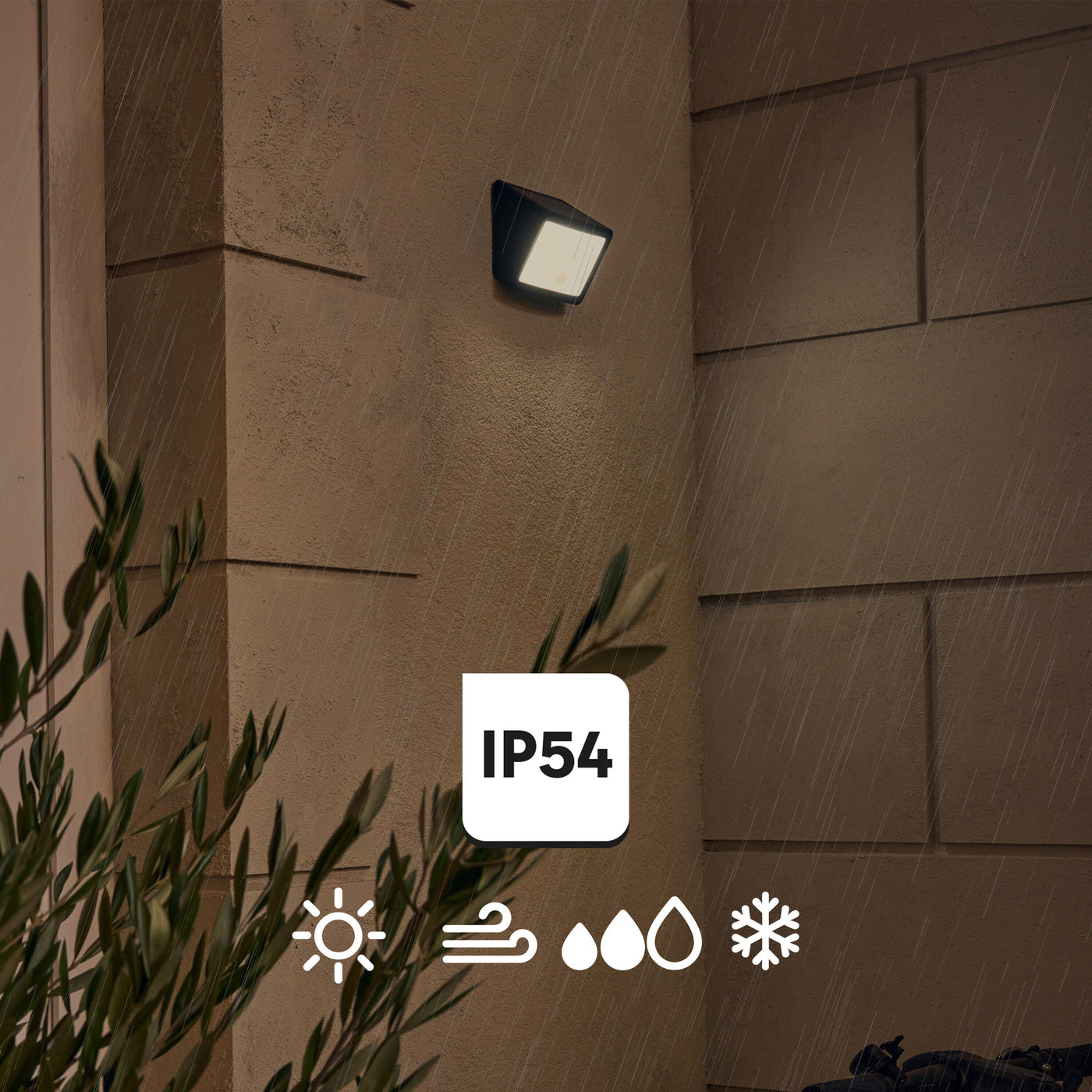 Fano solar wall light, black plastic, LED 500lm CCT, with motion sensor, IP54