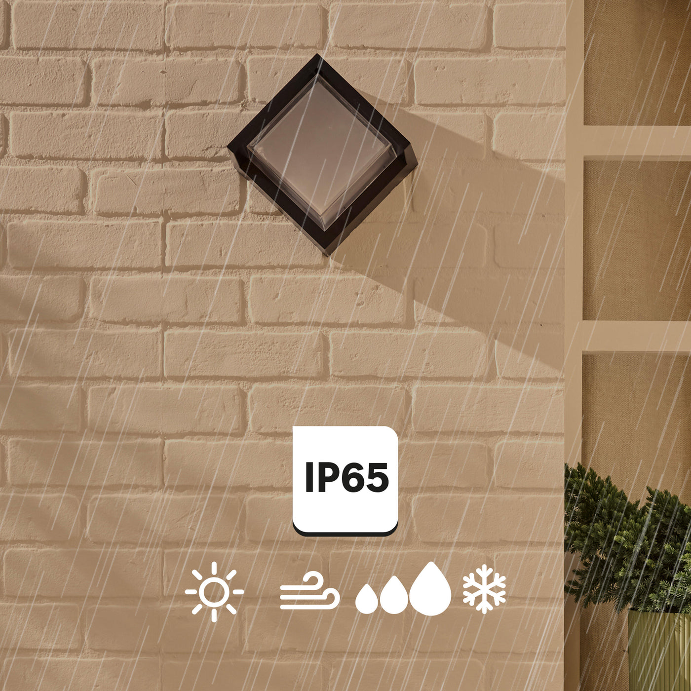 Square outdoor LED wall light, 1000 lm, natural light, IP65