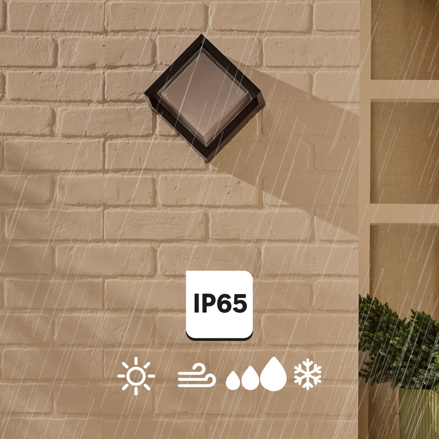 Square outdoor LED wall light, 1000 lm, natural light, IP65