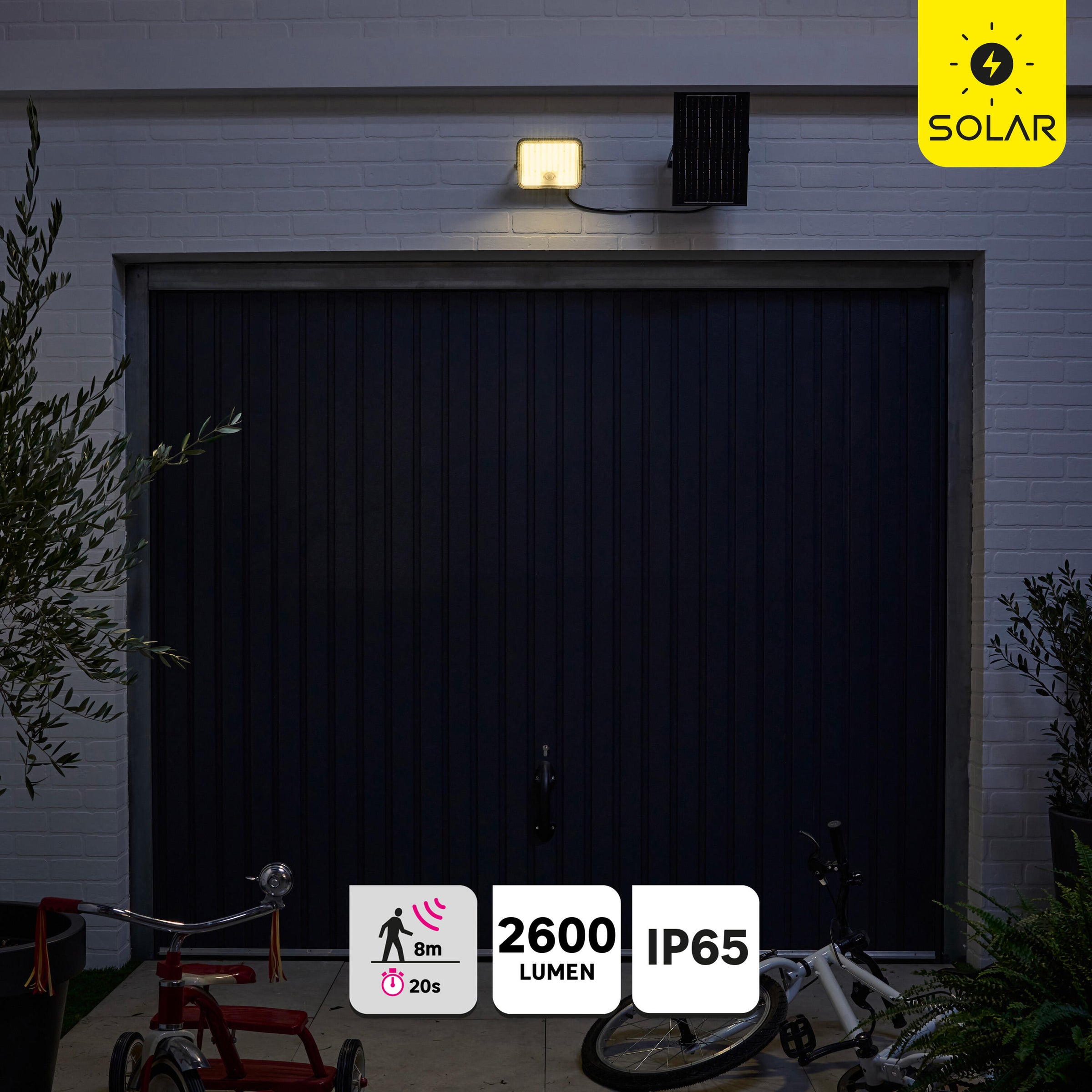 Bevo solar floodlight, 2600 lm, 4000K, with sensor, IP65
