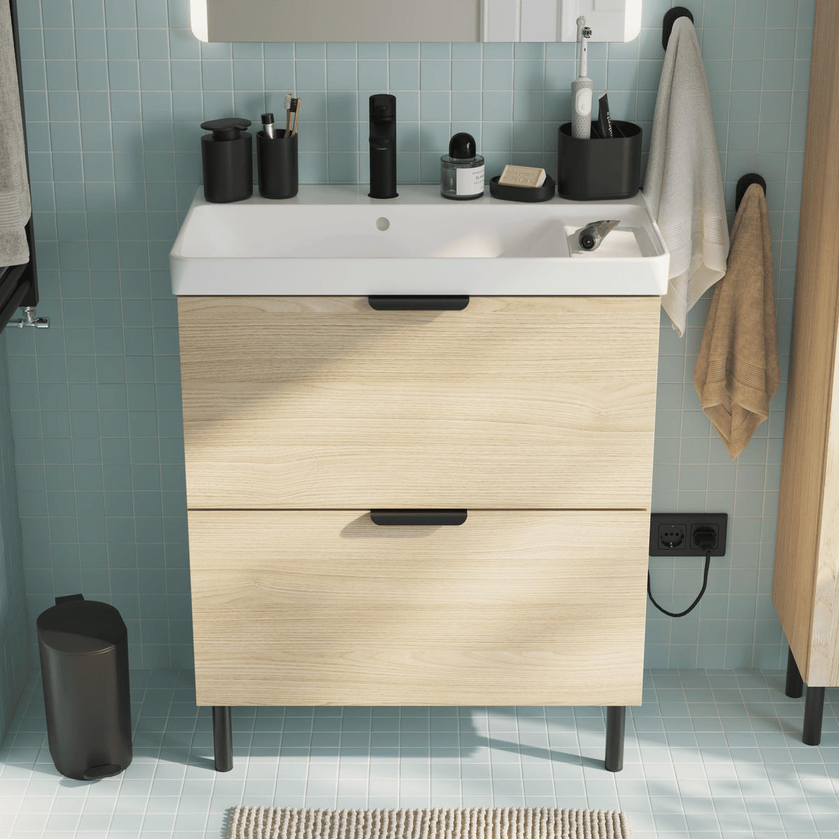 New Easy oak base unit with 2 drawers: L70, D40, H70 cm