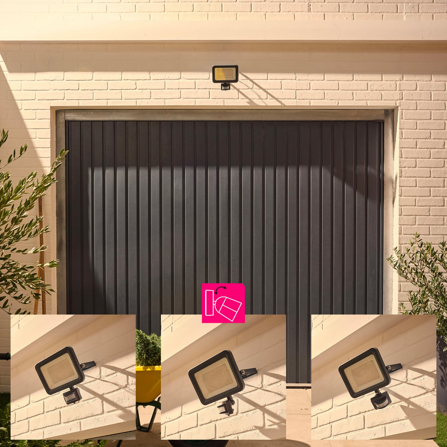 Proiettore yonkers  alluminio grigio 21.2x7 cm led 50w luce naturale con sensore di movime