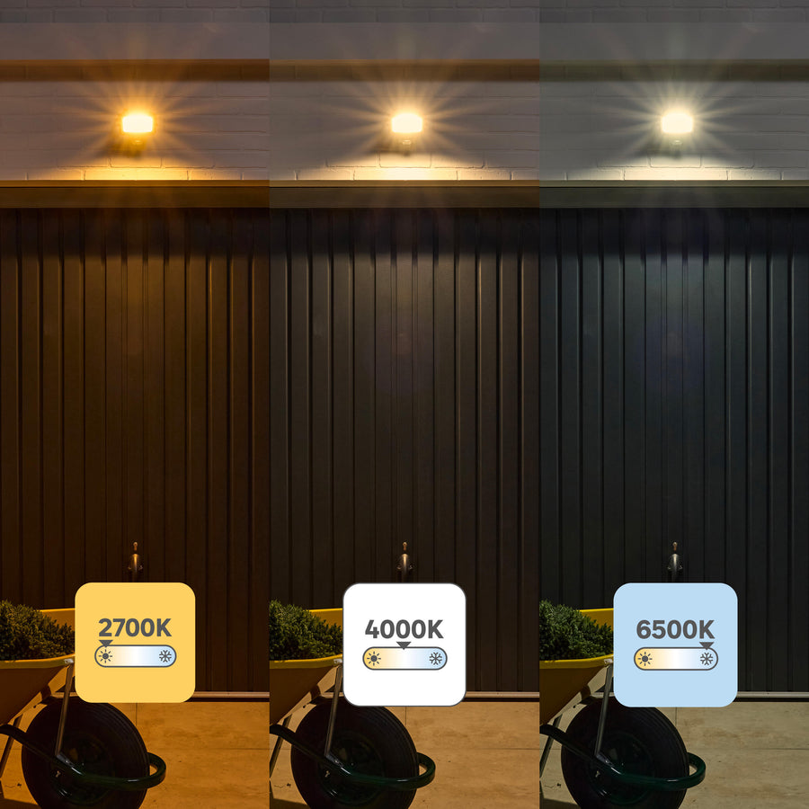 yonkers aluminium floodlight grey 18.9x7 cm led 30w cct light motion sensor