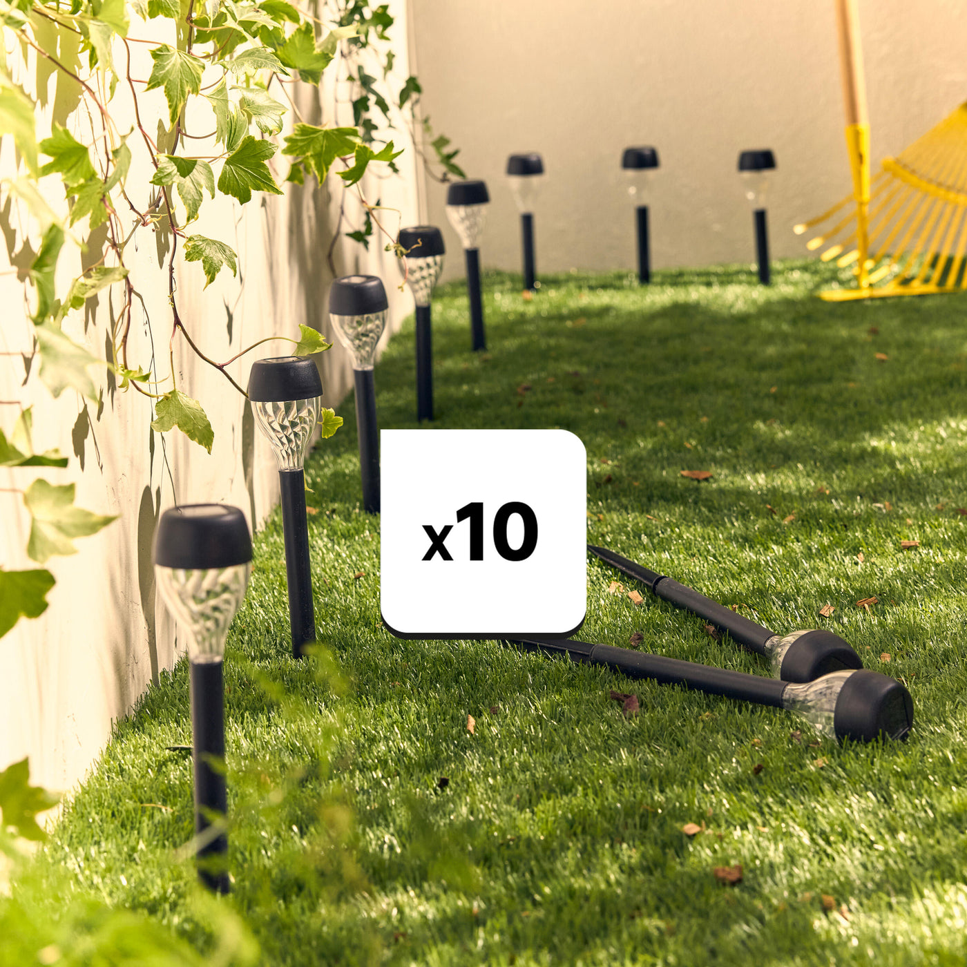10 Aureline solar stake lights, 1.2 lm natural light, IP44