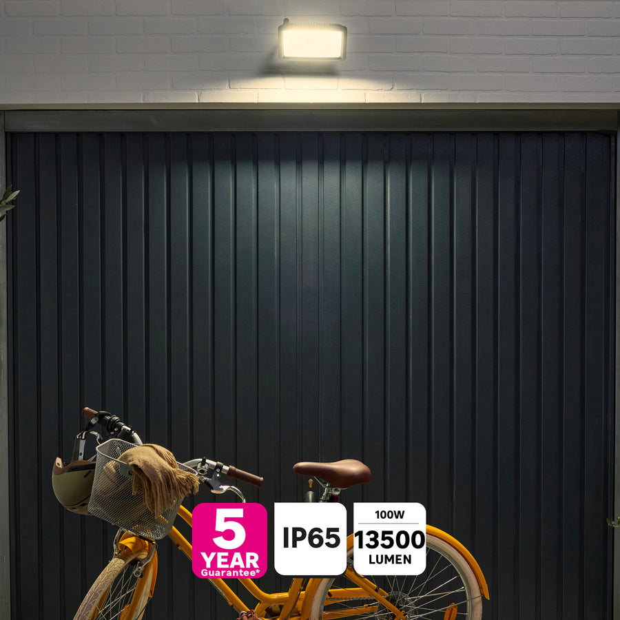 yonkers grey aluminium projector led 100w light cct ip65