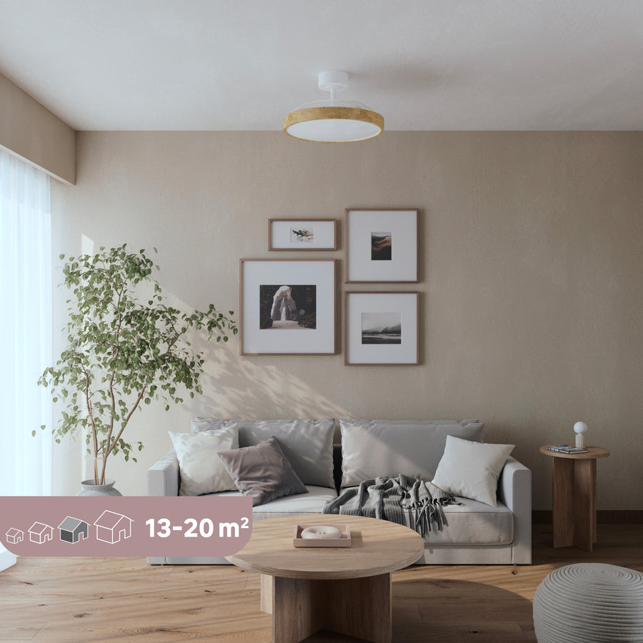 Plafoniera con ventilatore valam plastica bianco e legno naturale d 107cm led 4500lm cctdi
