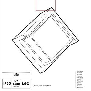 Square outdoor LED wall light, 1000 lm, natural light, IP65