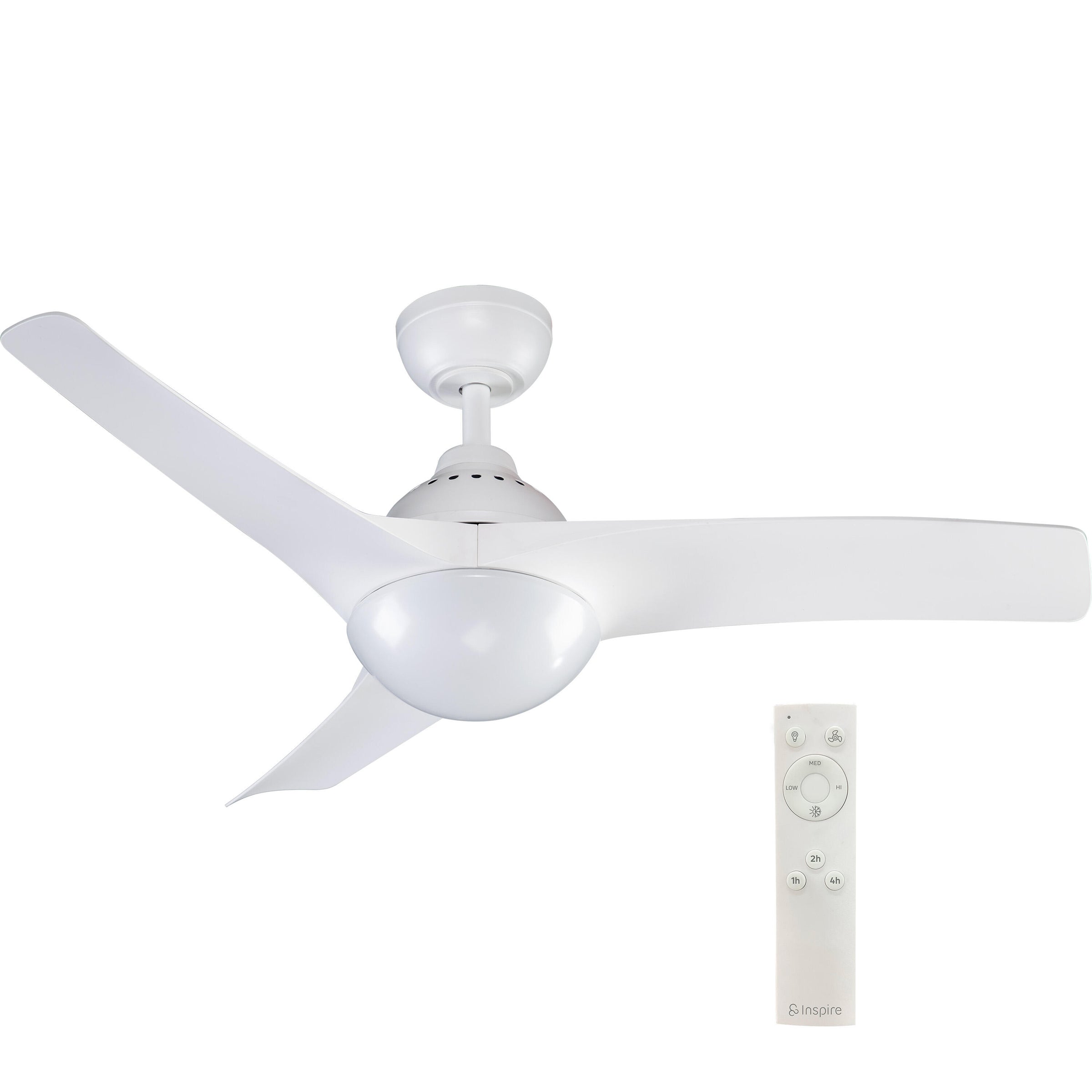Ventilatore da soffitto aruba plastica bianco d112 2xe27=30w 3 pale