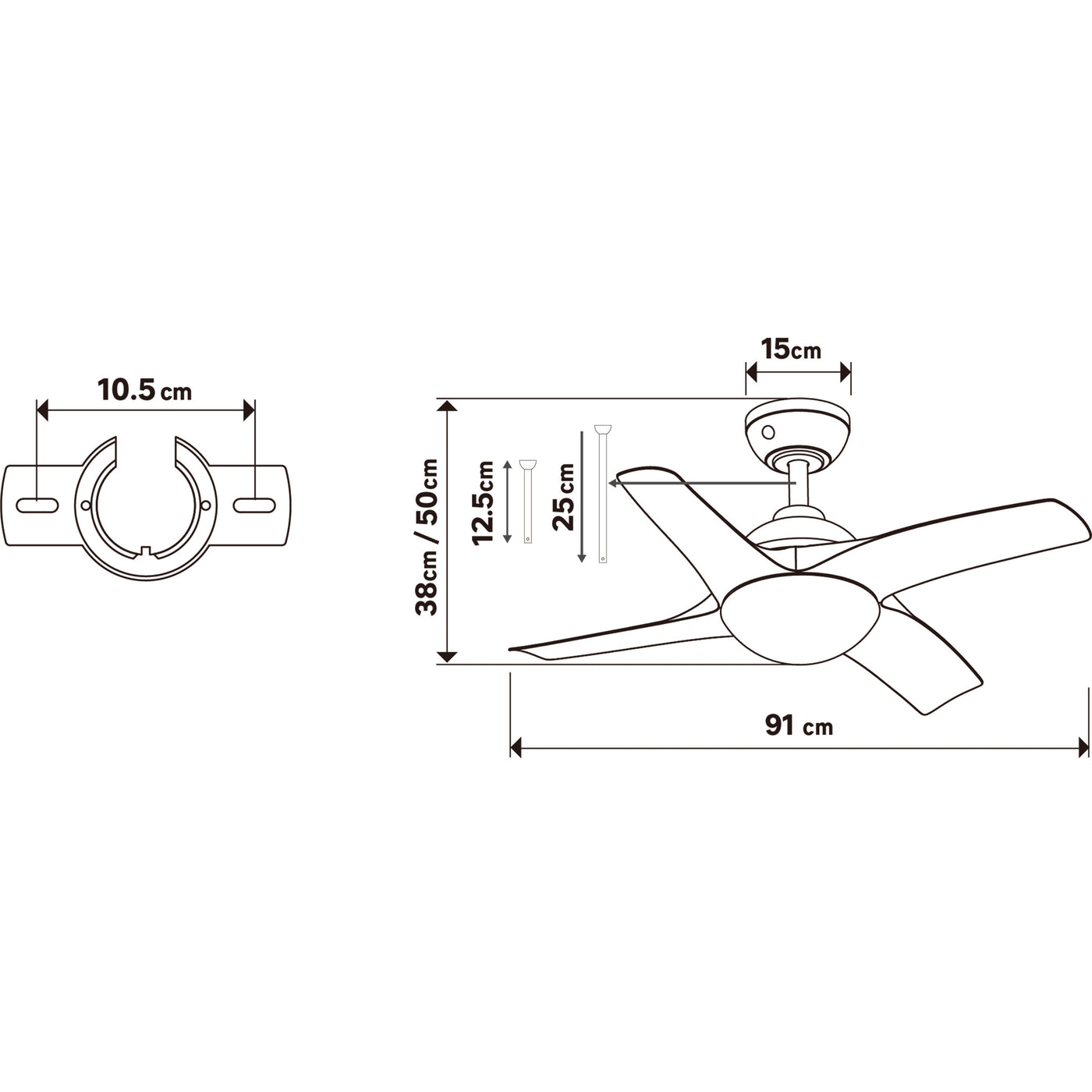 Ventilatore da soffito siroco plastica bianco d91 cm e27=15w 4 pale