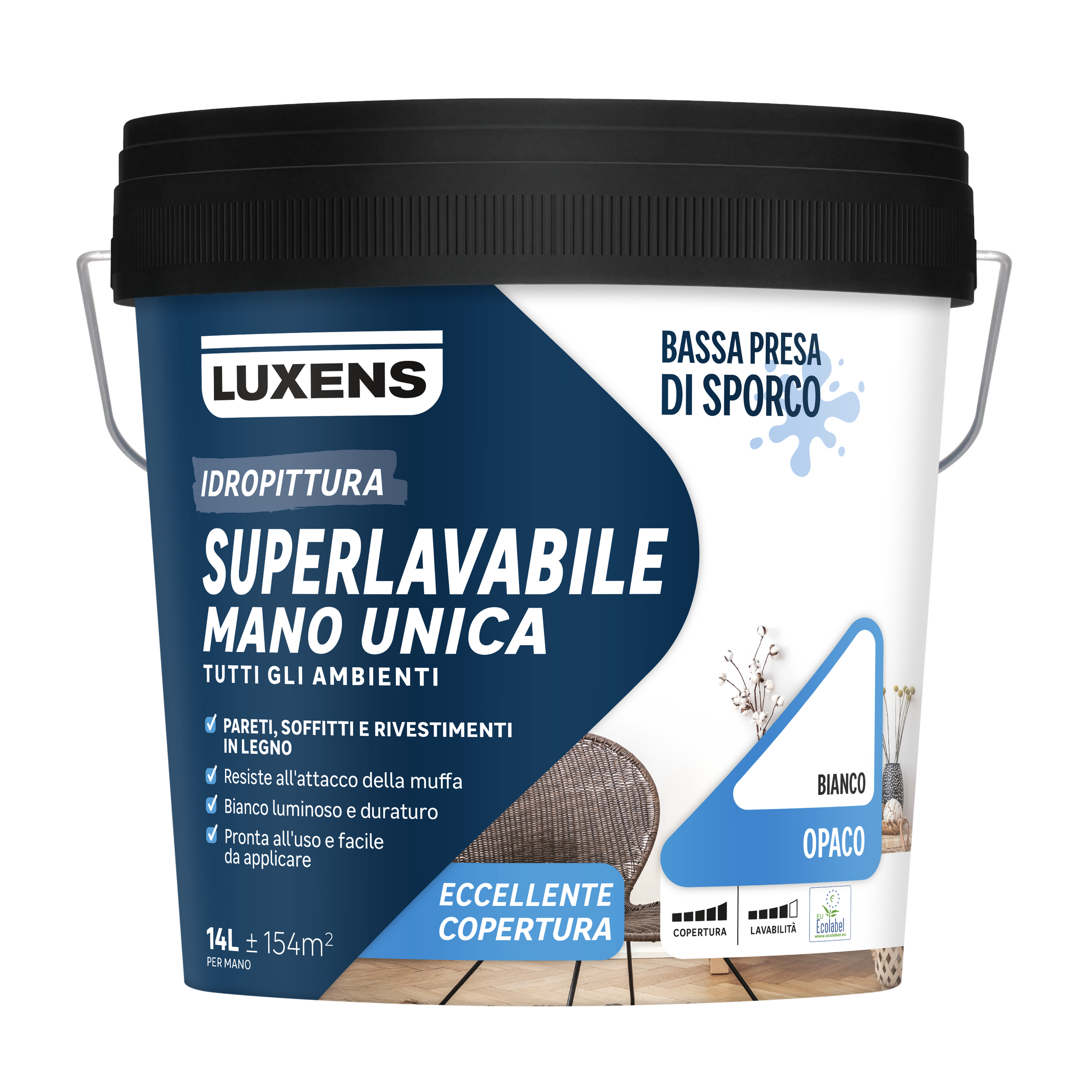 Luxens Manounica super-washable white paint, one-coat, 14 litres