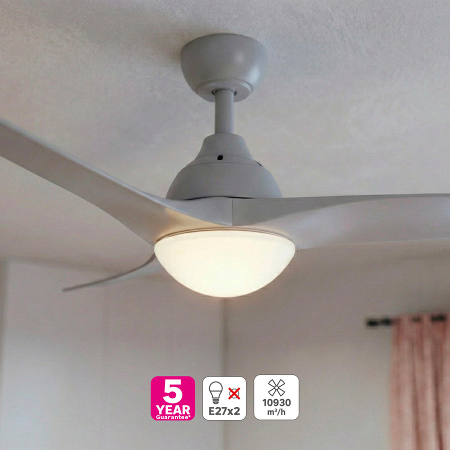 Ventilatore da soffito tokyo plastica silver d132 2xe27=46w 3 pale