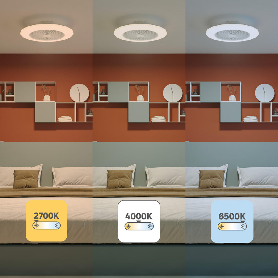 Plafoniera con ventilatore lilly plastica bianco d 58cm led 2700lm cctdim