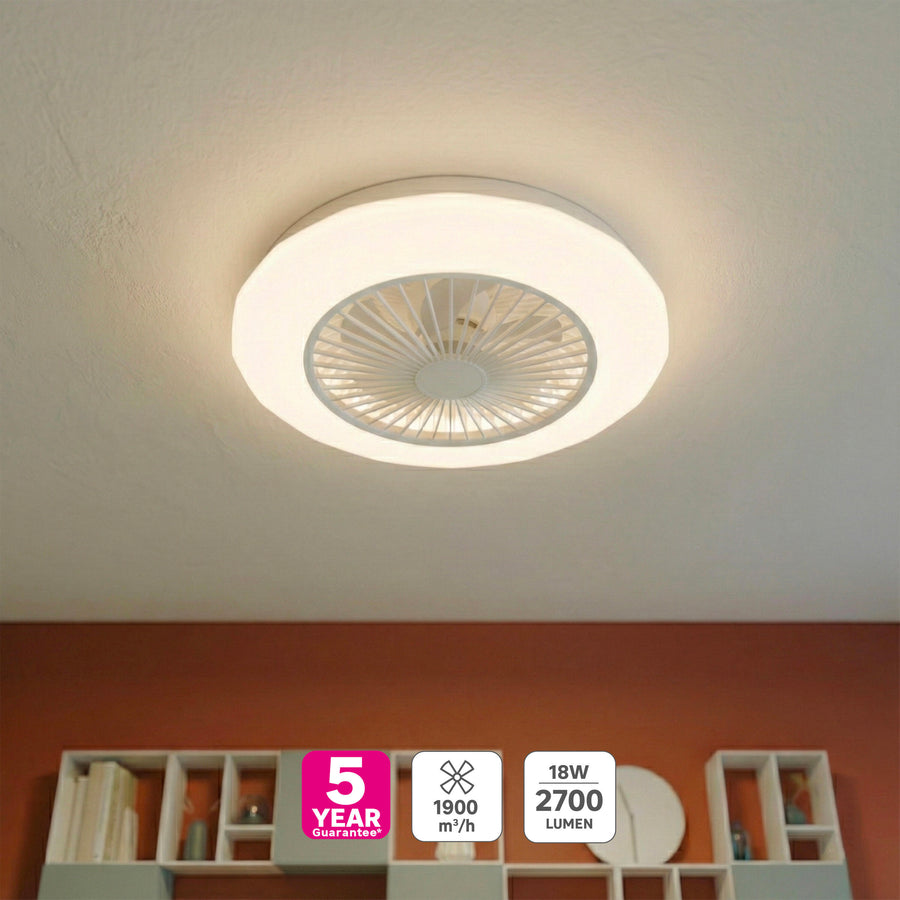 Plafoniera con ventilatore lilly plastica bianco d 58cm led 2700lm cctdim