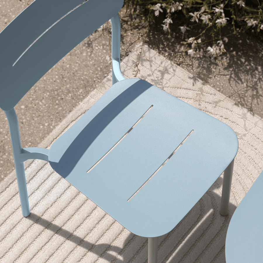 Anafi stackable chair, 54 x 47.5 x 81 cm, in sage-coloured aluminium, Naterial