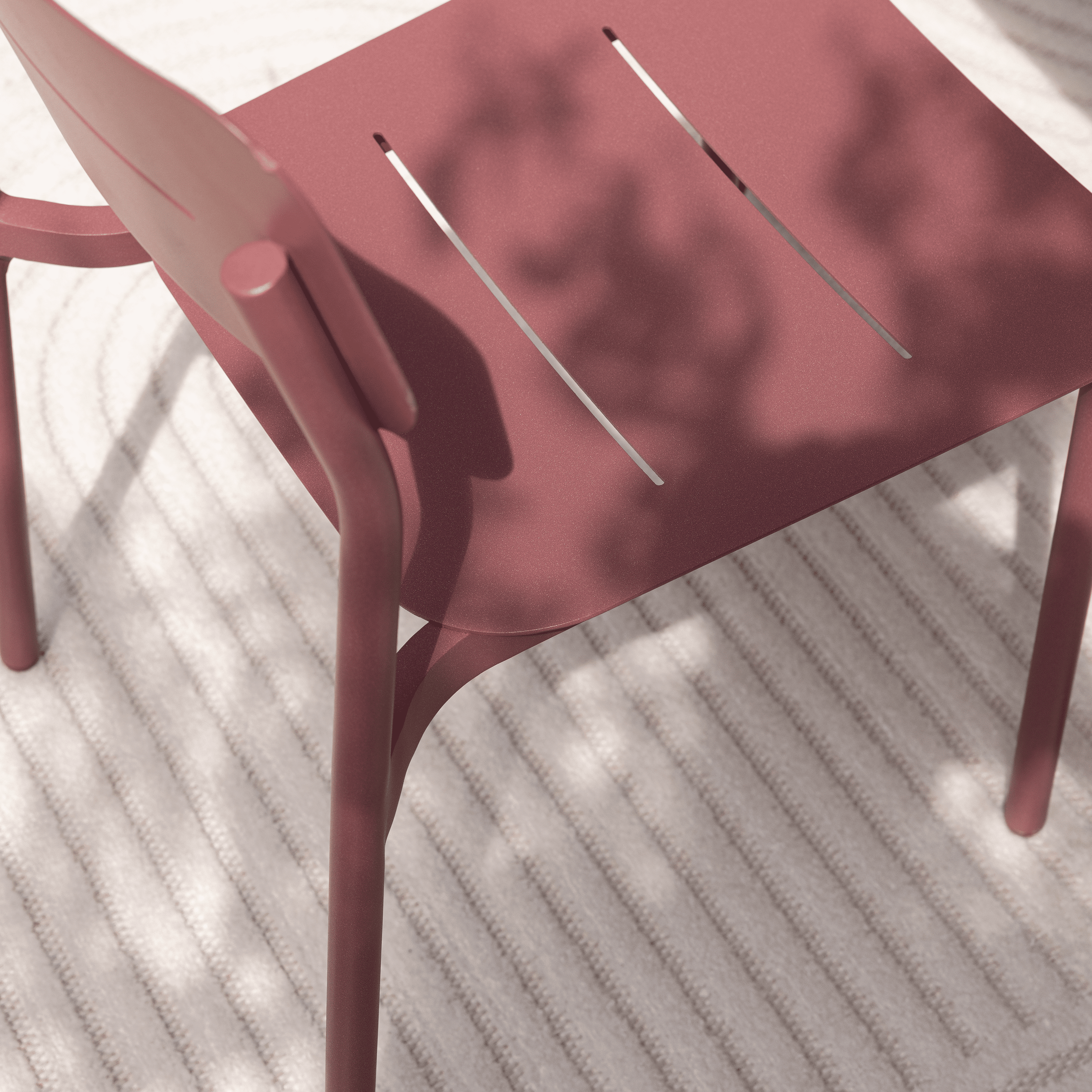 Anafi stackable chair, 54 x 47.5 x 81 cm, red aluminium, Naterial