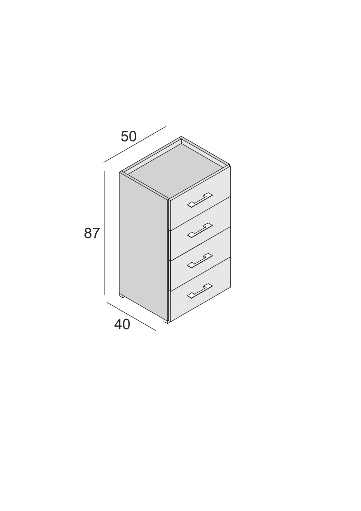 chest of drawers 4 DRAWERS W50xD40xH87CM IN MELAMINE WOOD WHITE COLOR