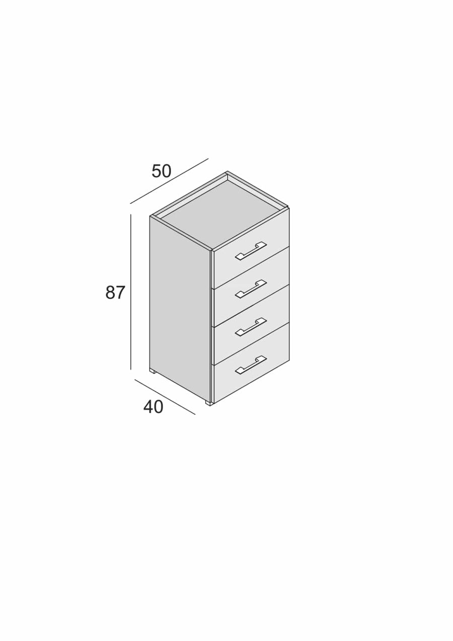 Bricocenter chest of drawers 4 DRAWERS W50xD40xH87CM IN MELAMINE WOOD WHITE COLOR
