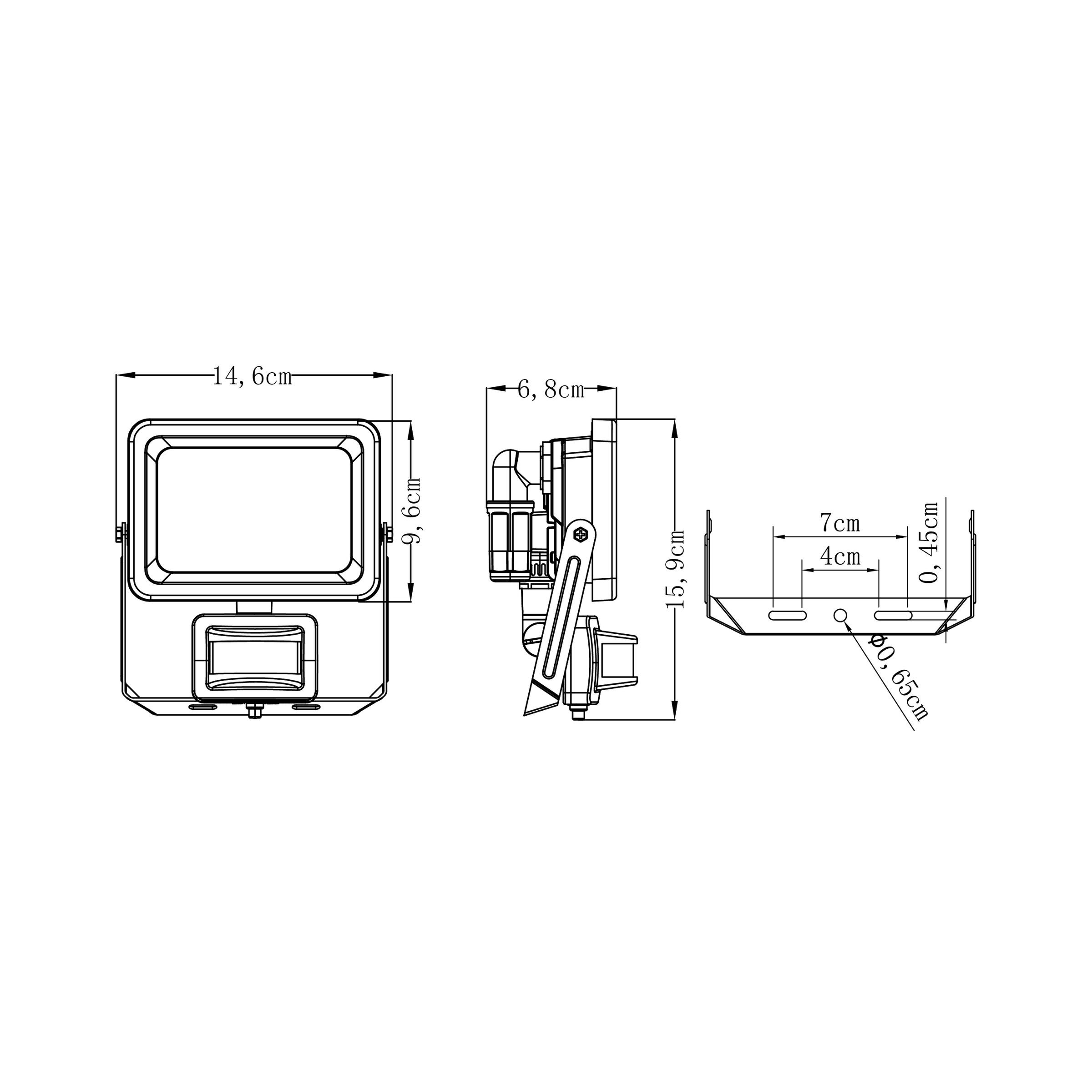 Yonkers aluminium floodlight grey 17.2x6.9 cm led 20w natural light with motion sensor