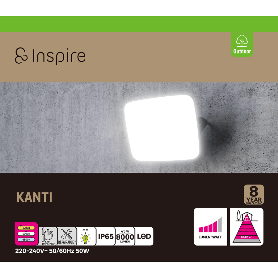 Projector kanti aluminium white 21.5x5.4 cm led 50w natural light ip65