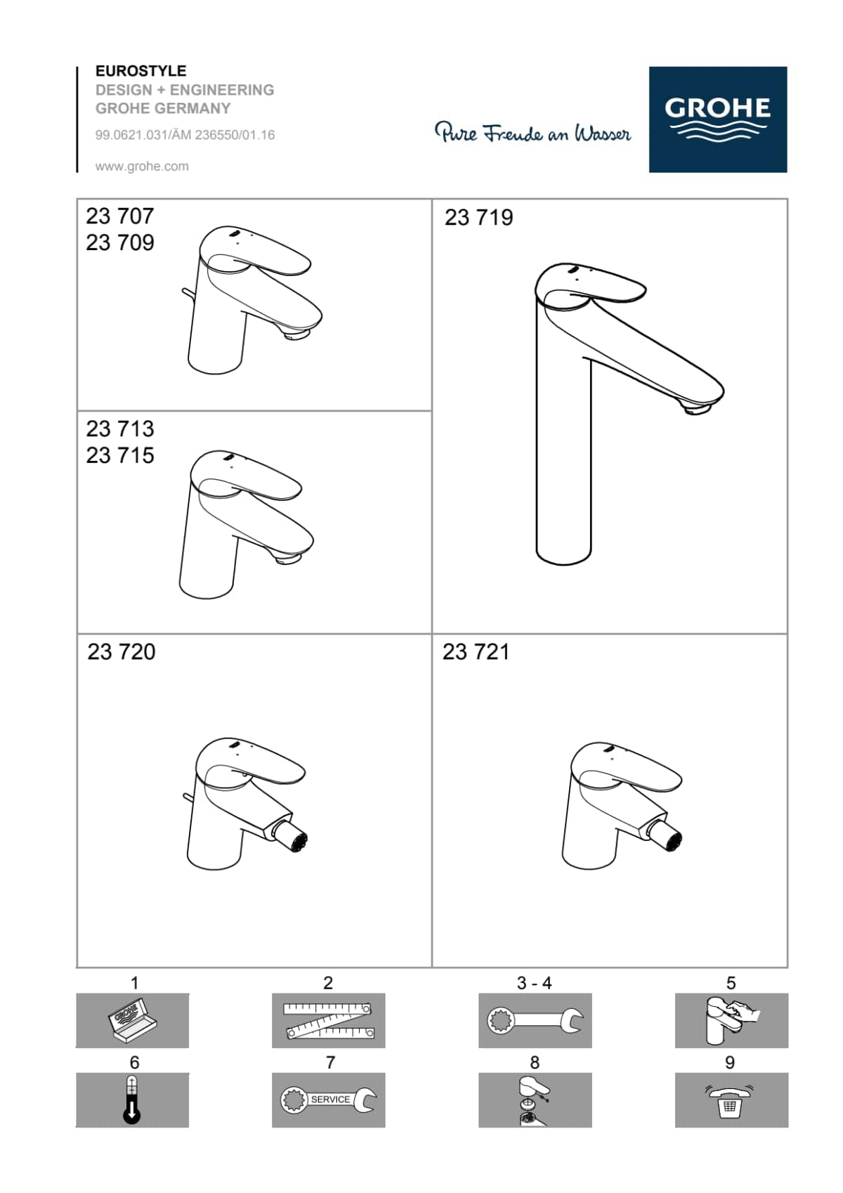 GROHE ESTYLE NEW BIDET MIXER CHROME W/DRAIN