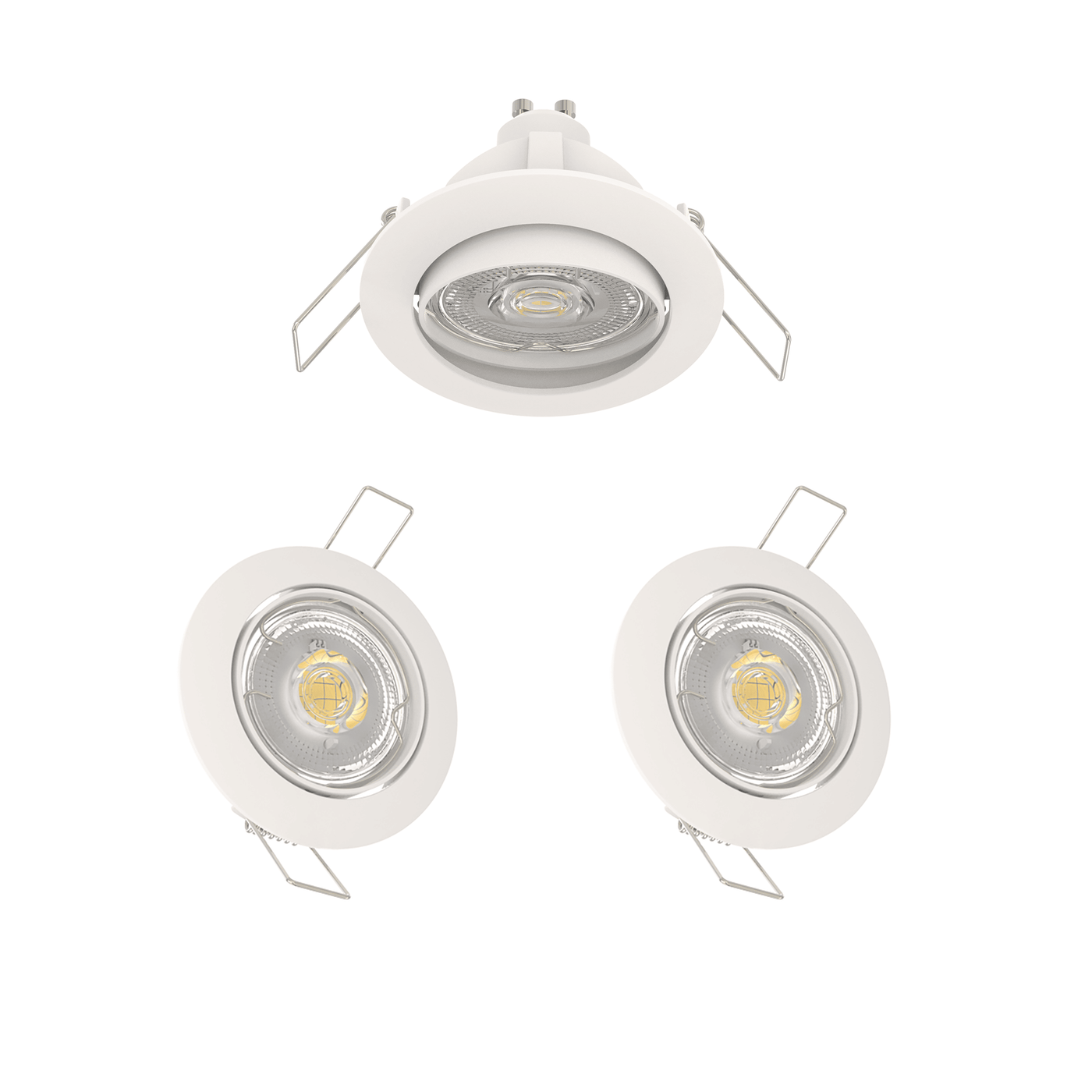 Set of 3 Clane recessed spotlights, white aluminium, D8.2 cm, LED GU10=6W, natural light, adjustable
