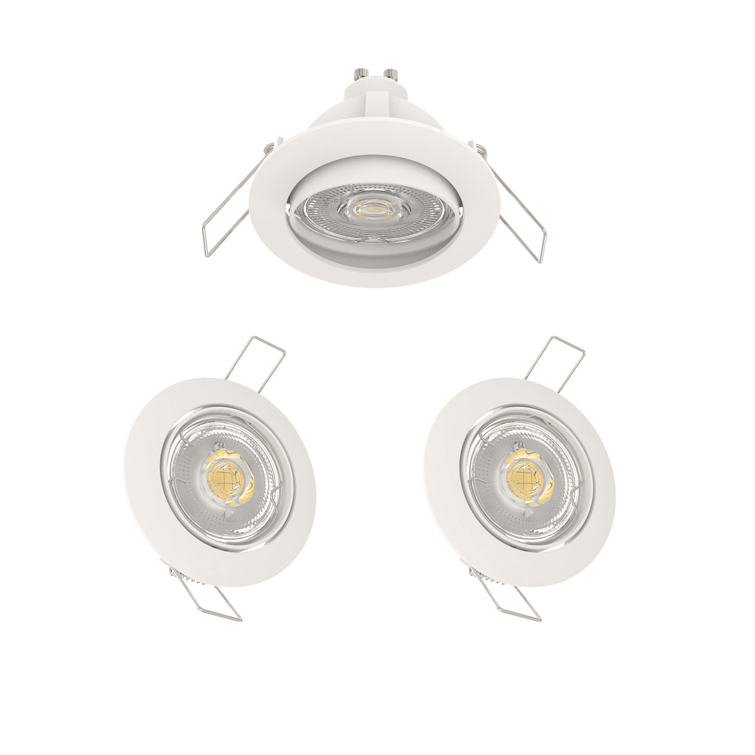 Set of 3 Clane recessed spotlights, white aluminium, D8.2 cm, LED GU10=6W, natural light, adjustable