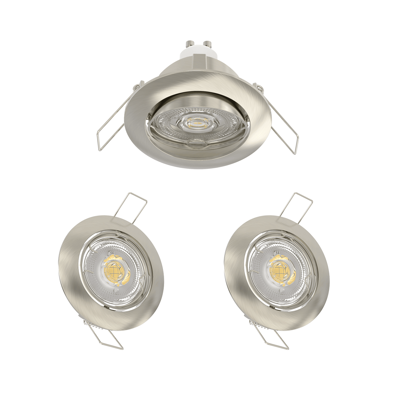 Set of 3 Clane recessed spotlights, nickel aluminium, D8.2 cm, LED GU10=6W, natural light, adjustable