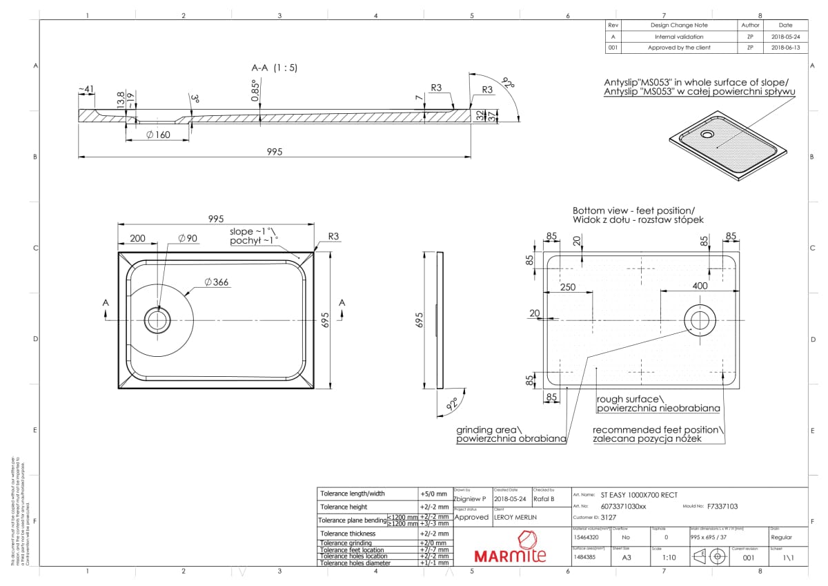 Bricocenter PIATTO DOCCIA EASY BIANCO LUCIDO 70X100