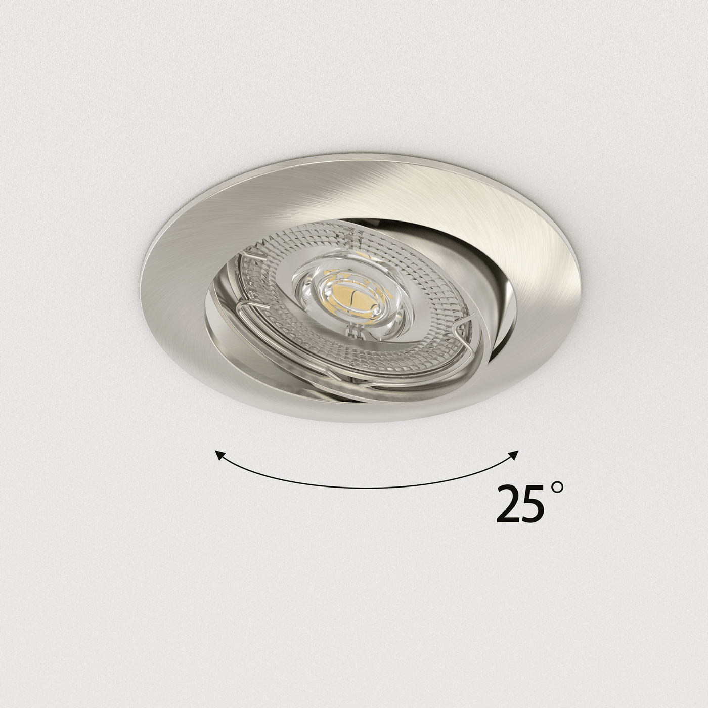 Set of 3 Clane recessed spotlights, nickel aluminium, D8.2 cm, LED GU10=6W, natural light, adjustable